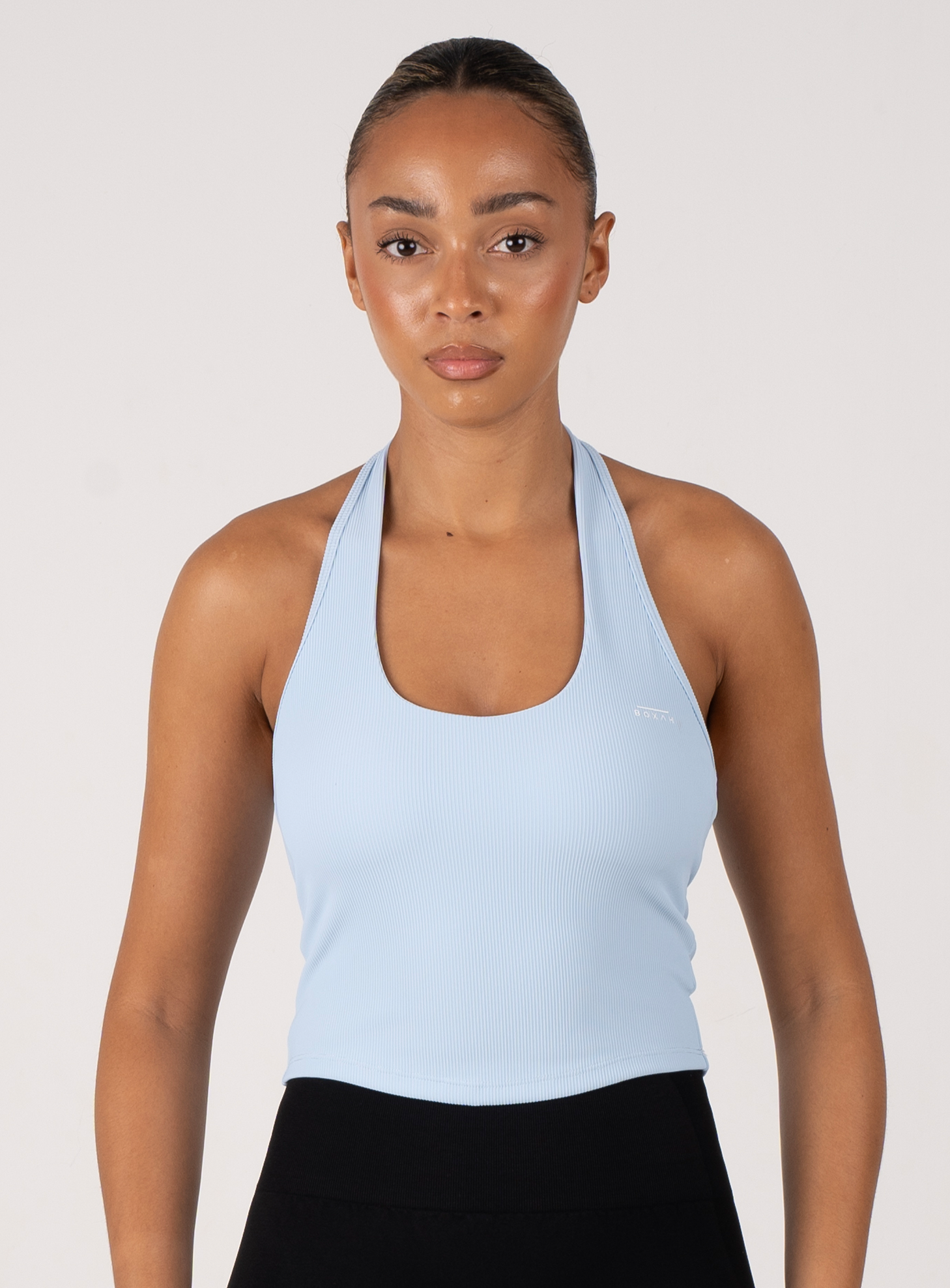 Loop Neck Ribbed Sports Vest | Sky Blue - BOXAH