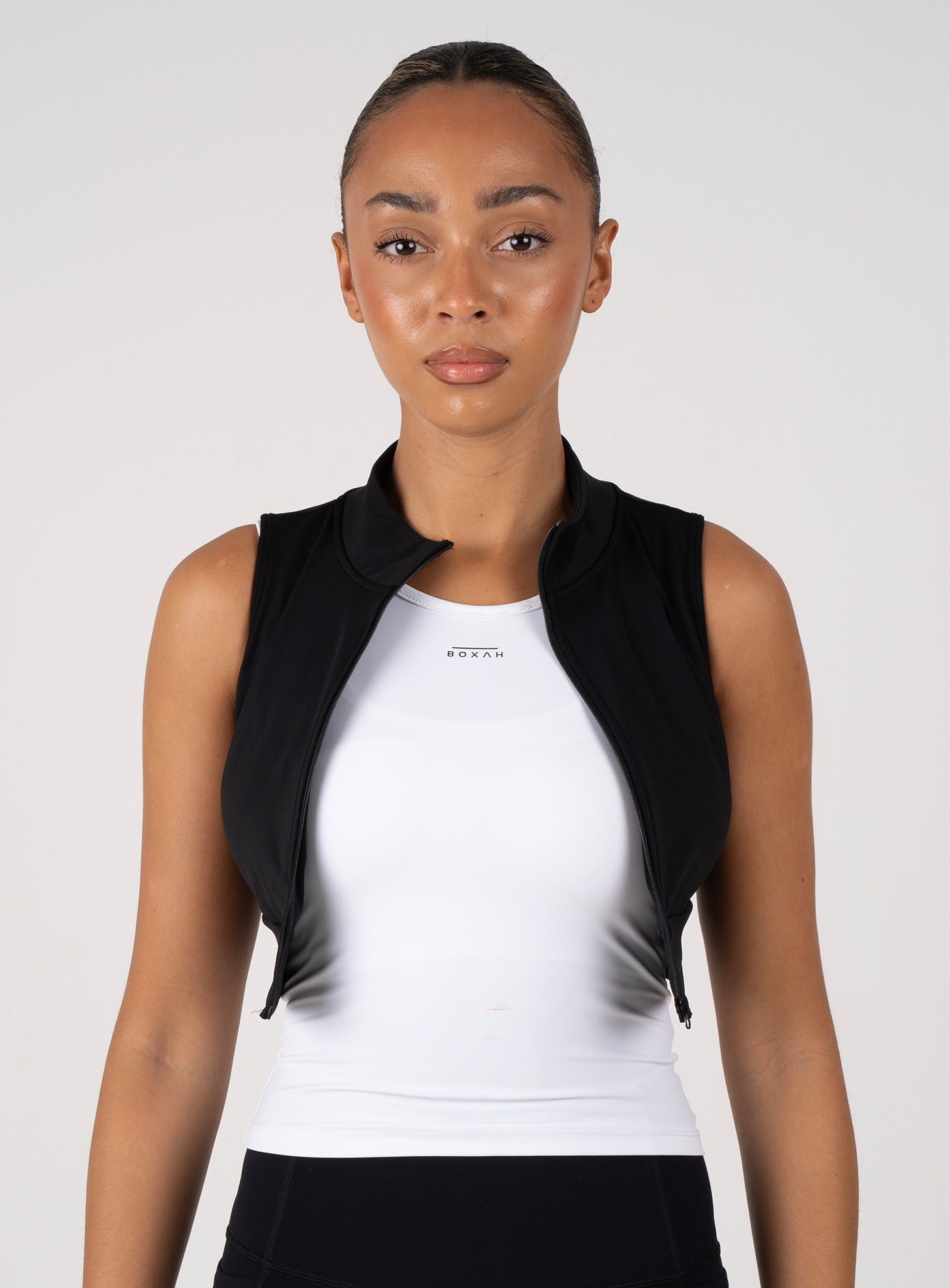 Zip-up Performance Sports Bra | Black - BOXAH