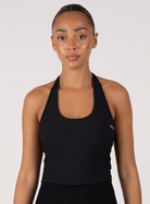 Loop Neck Ribbed Sports Vest | Black - BOXAH