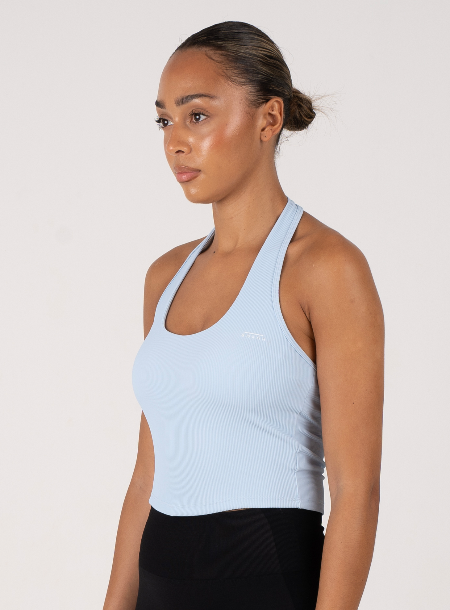 Loop Neck Ribbed Sports Vest | Sky Blue - BOXAH