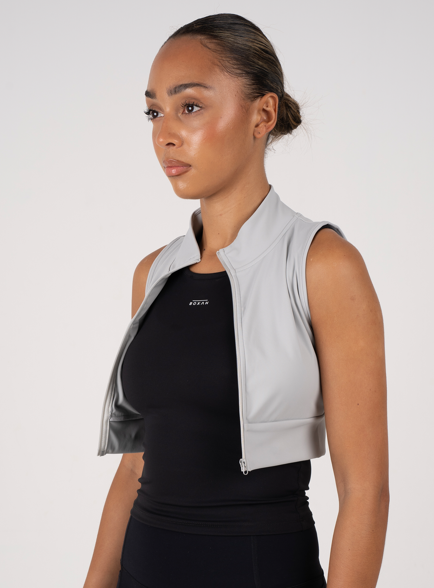 Zip-up Performance Sports Bra | Grey - BOXAH