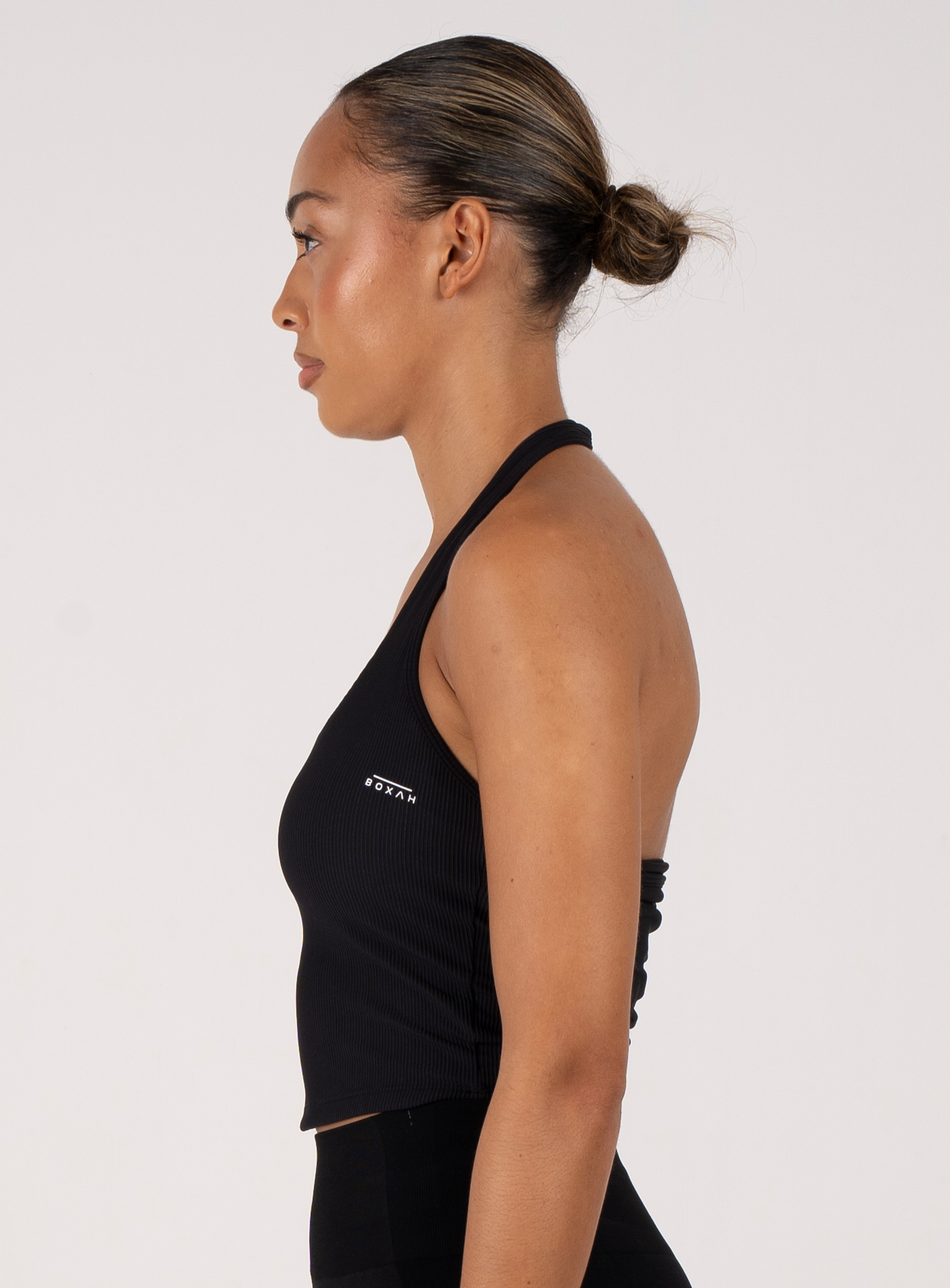 Loop Neck Ribbed Sports Vest | Black - BOXAH