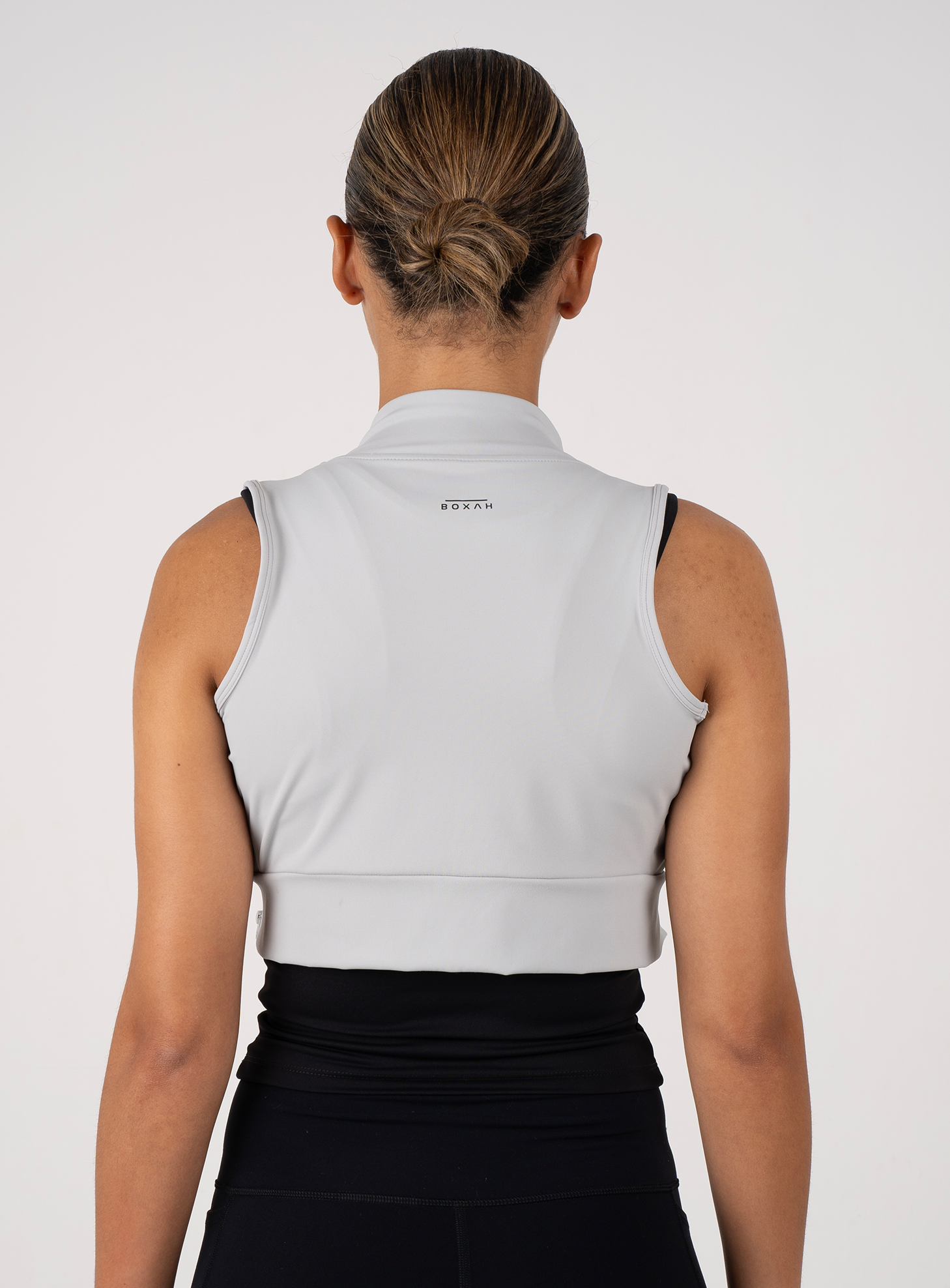 Zip-up Performance Sports Bra | Grey - BOXAH