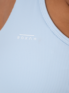 Loop Neck Ribbed Sports Vest | Sky Blue - BOXAH