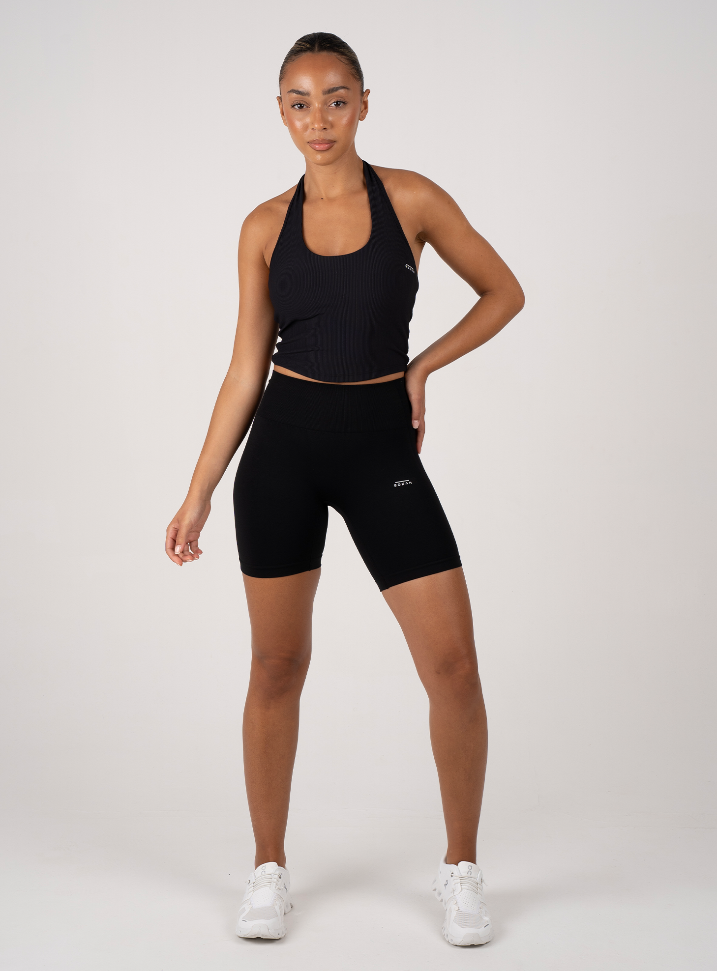 Loop Neck Ribbed Sports Vest | Black - BOXAH